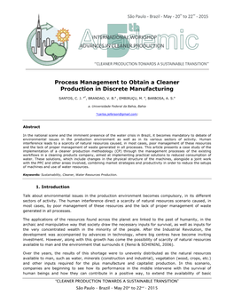 Process Management to Obtain a Cleaner Production in Discrete Manufacturing