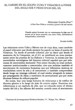 Cuba Y Veracruz a Fines Del Siglo Xix Y Principios Del Xx