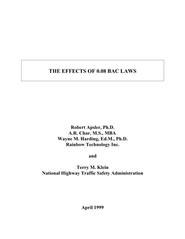 The Effects of 0.08 Bac Laws