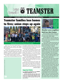 Teamster Families Lose Homes to Fires; Union Steps up Again