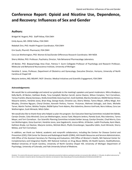 Opioid and Nicotine Use, Dependence, and Recovery: Influences of Sex and Gender