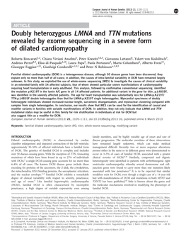 Doubly Heterozygous LMNA and TTN Mutations Revealed by Exome Sequencing in a Severe Form of Dilated Cardiomyopathy