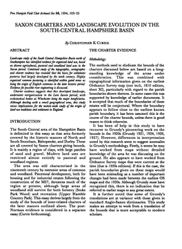 Saxon Charters and Landscape Evolution in the South-Central Hampshire Basin