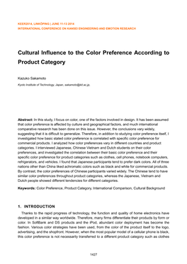 Cultural Influence to the Color Preference According to Product Category