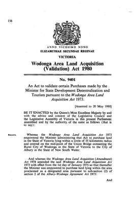 Wodonga Area Land Acquisition (Validation) Act 1980