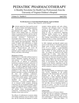 4 Erythromycin As a Gastrointestinal