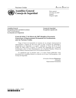 Asamblea General Consejo De Seguridad Sexagésimo Primer Período De Sesiones Sexagésimo Segundo Año Tema 16 Del Programa La Situación En El Afganistán