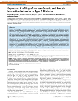 Expression Profiling of Human Genetic and Protein Interaction Networks in Type 1 Diabetes