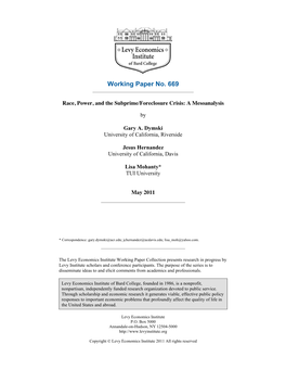 Race, Power, and the Subprime/Foreclosure Crisis: a Mesoanalysis