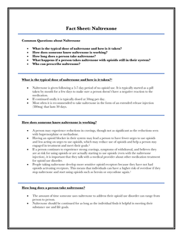 Fact Sheet on Naltrexone