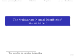 The Multivariate Normal Distribution=1See Last Slide For