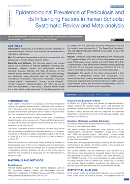 Epidemiological Prevalence of Pediculosis and Its