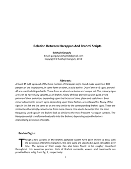 Relation Between Harappan and Brahmi Scripts