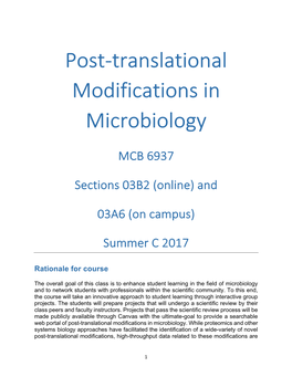 Post-Translational Modifications in Microbiology