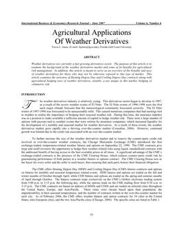 Agricultural Applications of Weather Derivatives Travis L
