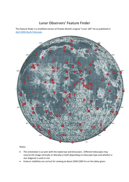 Lunar Observers' Feature Finder