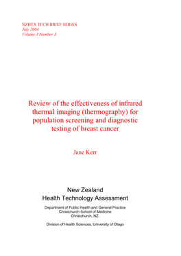 Thermography) for Population Screening and Diagnostic Testing of Breast Cancer