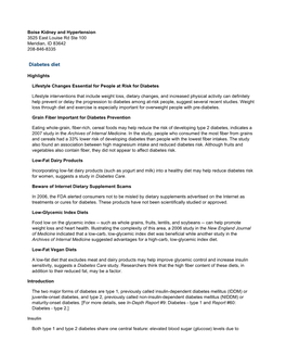 Page 1 of 27 MD Consult: Diabetes, Diet For: Comprehensive Version