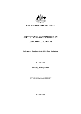 Joint Standing Committee on Electoral Matters