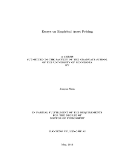 Essays on Empirical Asset Pricing