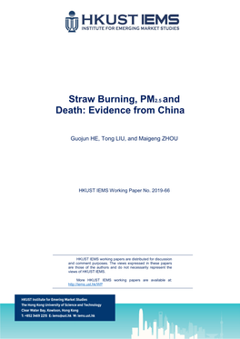 Straw Burning, PM2.5 and Death: Evidence from China