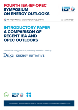 Introductory Paper: a Comparison of Recent IEA and OPEC Outlooks