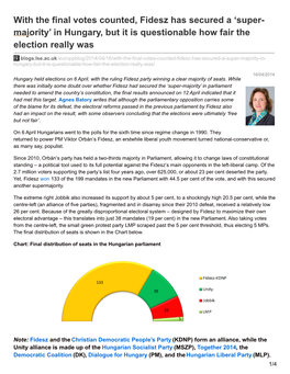 With the Final Votes Counted, Fidesz Has Secured a ‘Super