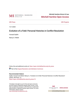 Personal Histories in Conflict Resolution