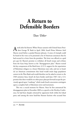 A Return to Defensible Borders