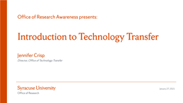 Introduction to Technology Transfer