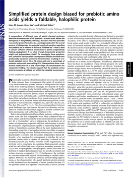 Simplified Protein Design Biased for Prebiotic Amino Acids Yields A