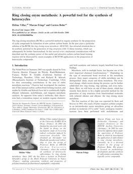 Ring Closing Enyne Metathesis: a Powerful Tool for the Synthesis of Heterocycles