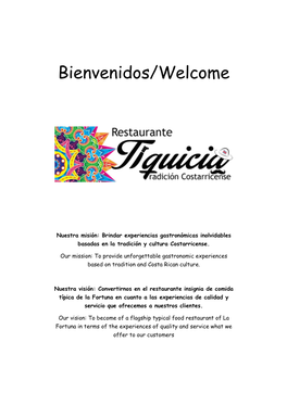 Bienvenidos/Welcome