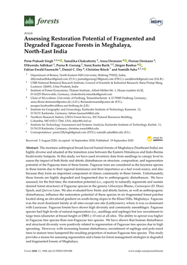 Assessing Restoration Potential of Fragmented and Degraded Fagaceae Forests in Meghalaya, North-East India