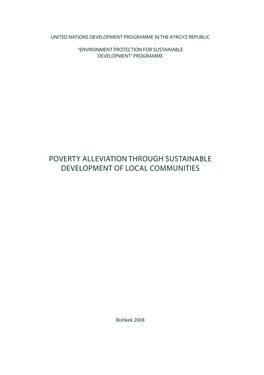 Poverty Alleviation Through Sustainable Development of Local Communities