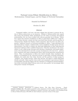 National Versus Ethnic Identification in Africa