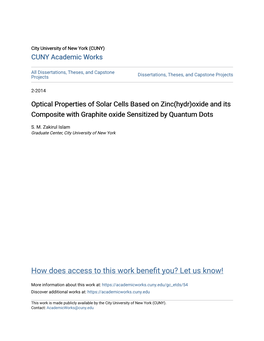 Optical Properties of Solar Cells Based on Zinc(Hydr)Oxide and Its Composite with Graphite Oxide Sensitized by Quantum Dots