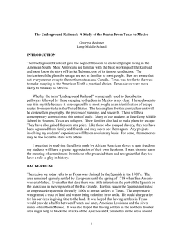 The Underground Railroad: a Study of the Routes from Texas to Mexico