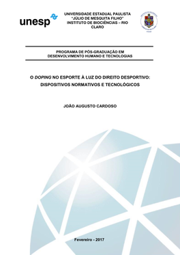 O Doping No Esporte À Luz Do Direito Desportivo: Dispositivos Normativos E Tecnológicos