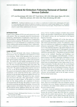 Cerebral Air Embolism Following Removal of Central Venous Catheter