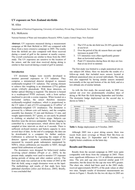 UV Exposure on New Zealand Ski-Fields M