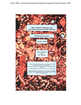 Cenozoic Carbonates and Petroleum Systems of South Sulawesi, 2003