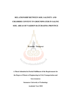 Relationship Between Soil Salinity and Chloride Content in Groundwater Within Saline Soil Areas