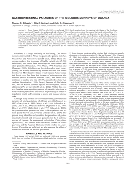 Gastrointestinal Parasites of the Colobus Monkeys of Uganda