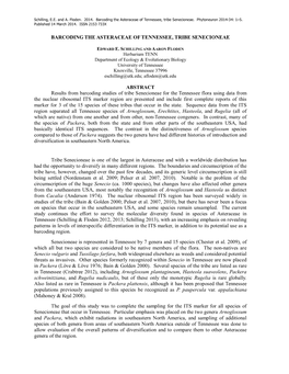 Barcoding the Asteraceae of Tennessee, Tribe Senecioneae