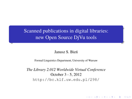 Scanned Publications in Digital Libraries: New Open Source Djvu Tools