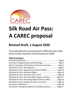Silk Road Air Pass: a CAREC Proposal