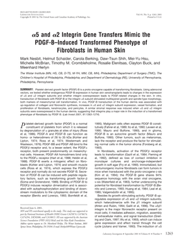 5 and 2 Integrin Gene Transfers Mimic the PDGF-B–Induced Transformed