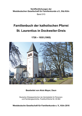 Familienbuch Der Katholischen Pfarrei St. Laurentius Dockweiler