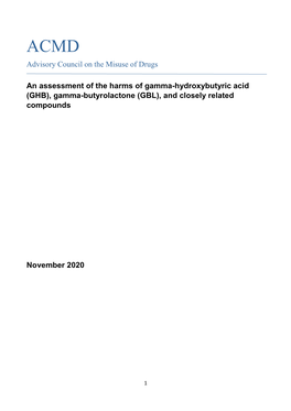 GHB, GBL & Related Compounds: Literature Review